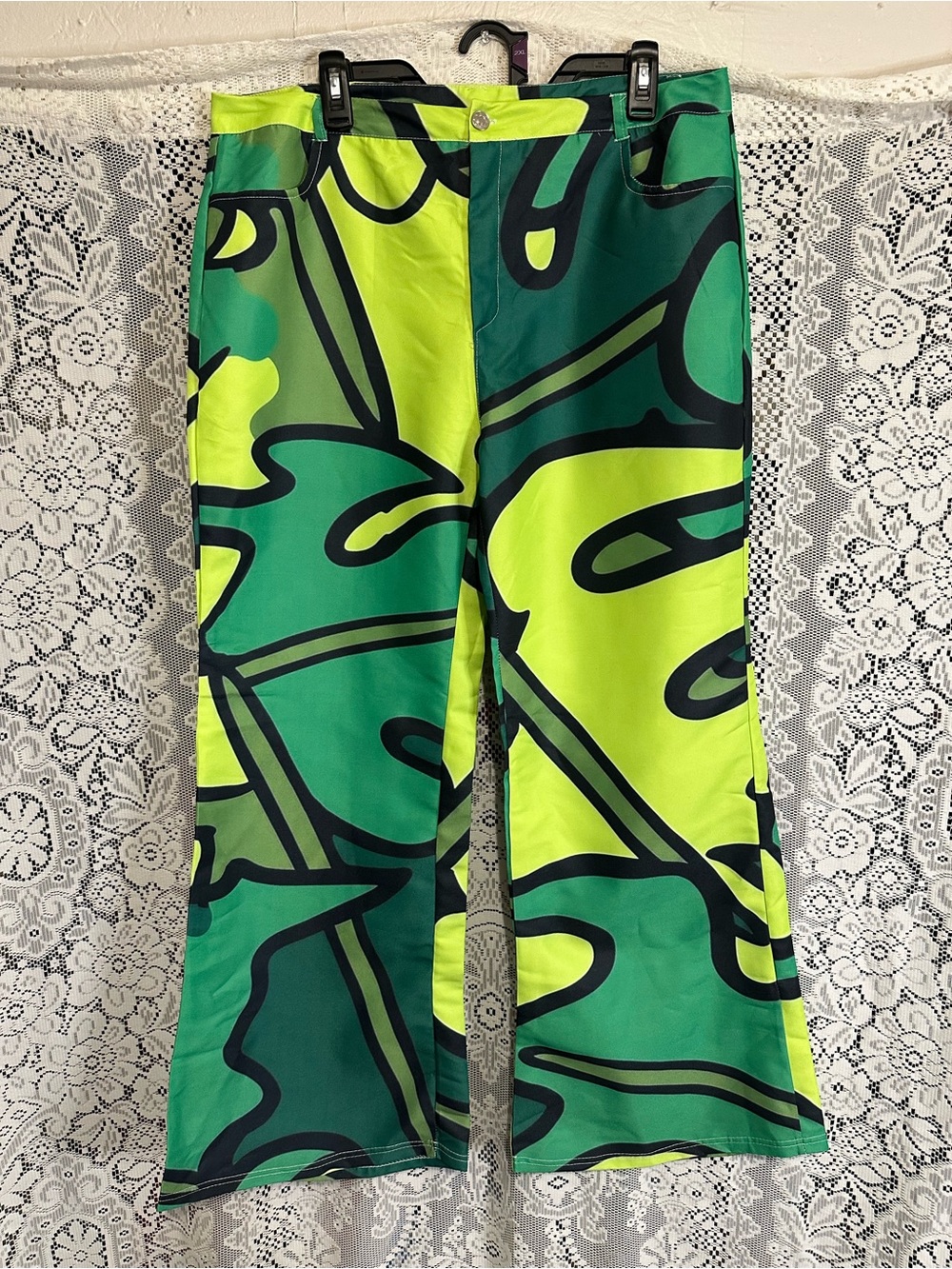 Bright Green & Lime Graphic Pants